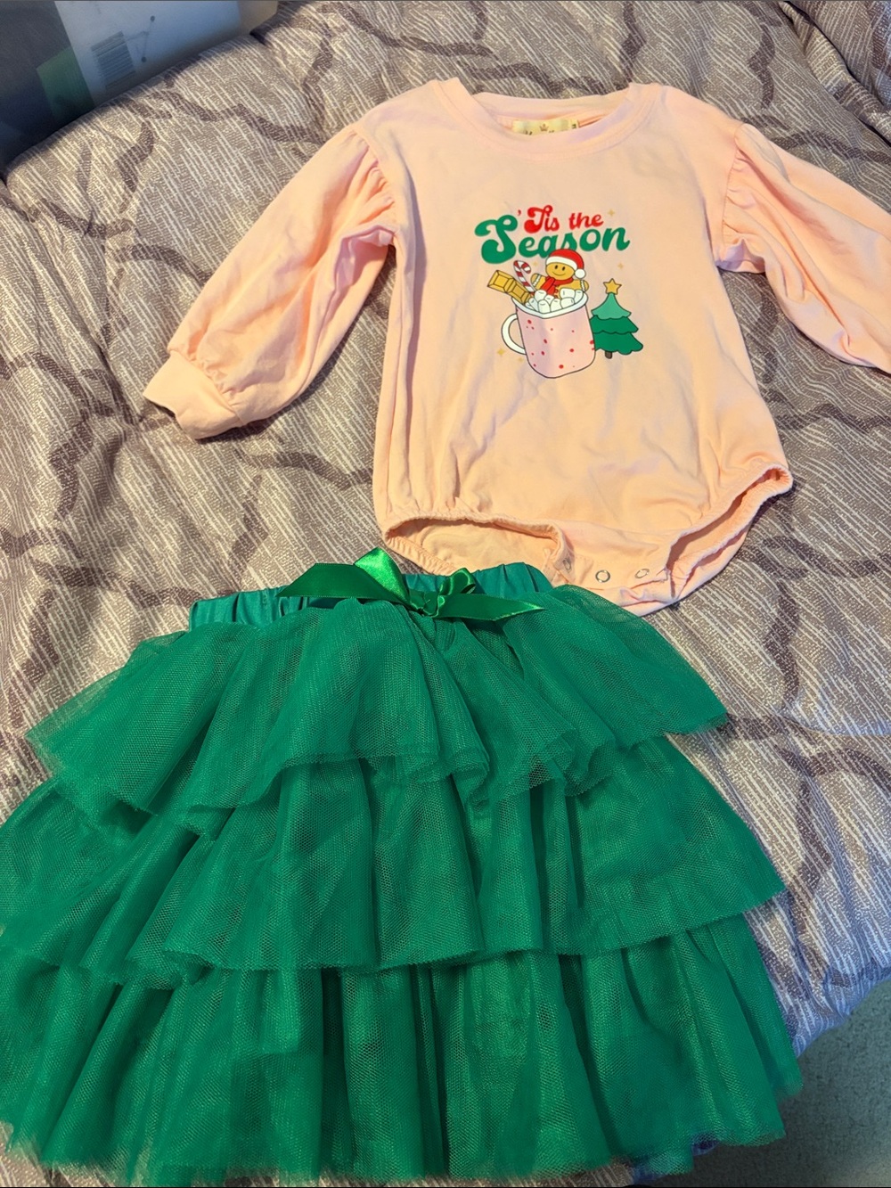 Kids Pink and Green Holiday Tutu Dress - 'Tis the Season